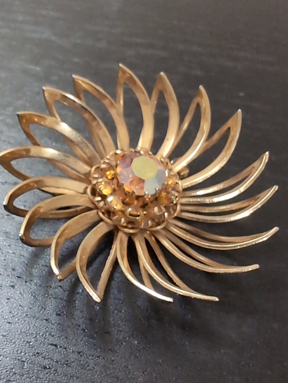 Sarah Coventry Golden Sunset Aurora Borealis Brooch